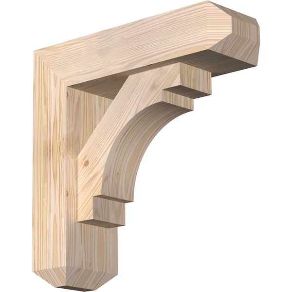 Ekena Millwork Merced Craftsman Smooth Bracket w/ Offset Brace, Douglas Fir, 5 1/2"W x 18"D x 18"H BKT0604X18X18MRC04SDF - main